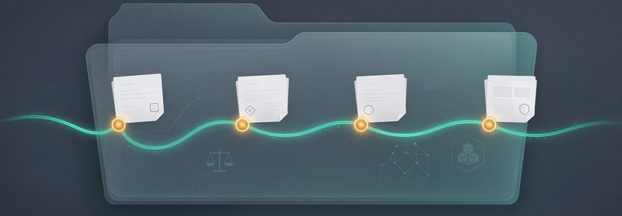 A case file with a timeline from intake to resolution