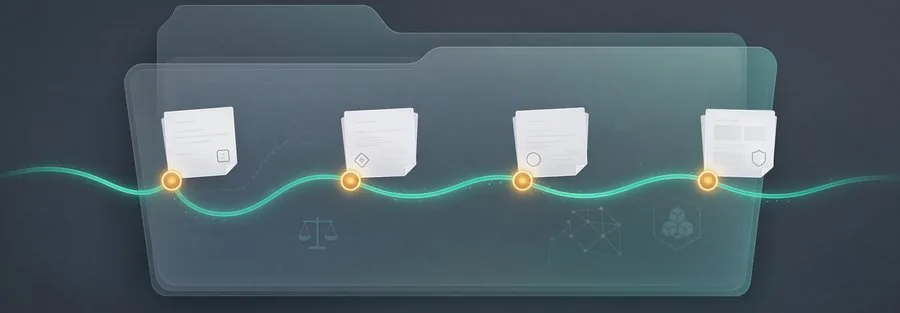 A case file with a timeline from intake to resolution