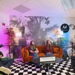 Andrea Telquist and Tara Haverkamp of Telaré Law on the sofa in the Micronetbd podcast studio in Hamilton, New Jersey, with George Ayub and Safayet Zamil of Micronetbd