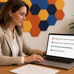 A paralegal sends a retainer agreement for e-signature from the Filevine case file with Vinesign on her laptop